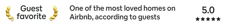Airbnb Guest favorite: one of the most loved homes on Airbnb, according to guests. Rated 5.0 out of 5 stars.